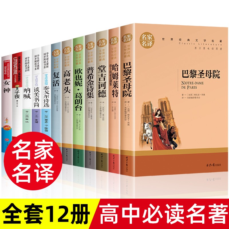 高中生书目全套12册巴黎圣母院高中名著套装全集高一课外书籍高一名著高中生课外读物课外书籍名著世界名著复活堂吉诃德泰戈尔诗选