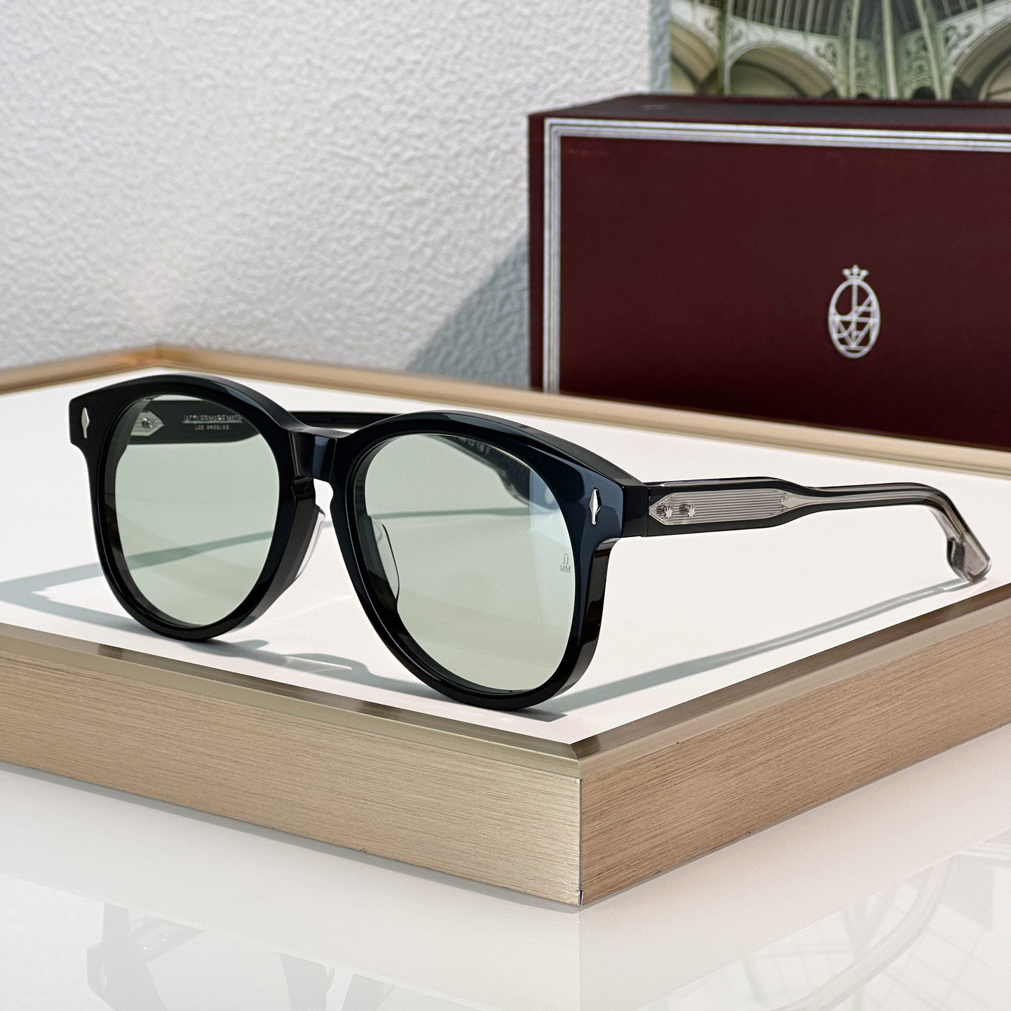 JMM KAY贵金属线芯高清玻璃镜片复古风圆框太阳镜男防紫外线墨镜