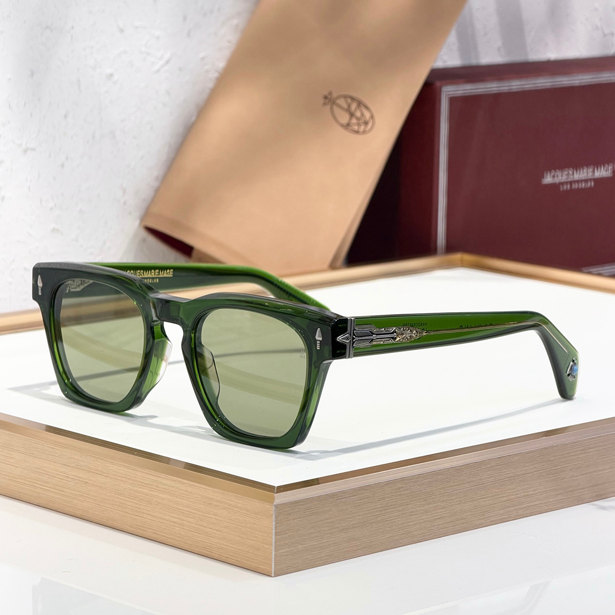 JMM RAWLINS绿松石老鹰金属徽章板材方框太阳镜男光致变色墨镜