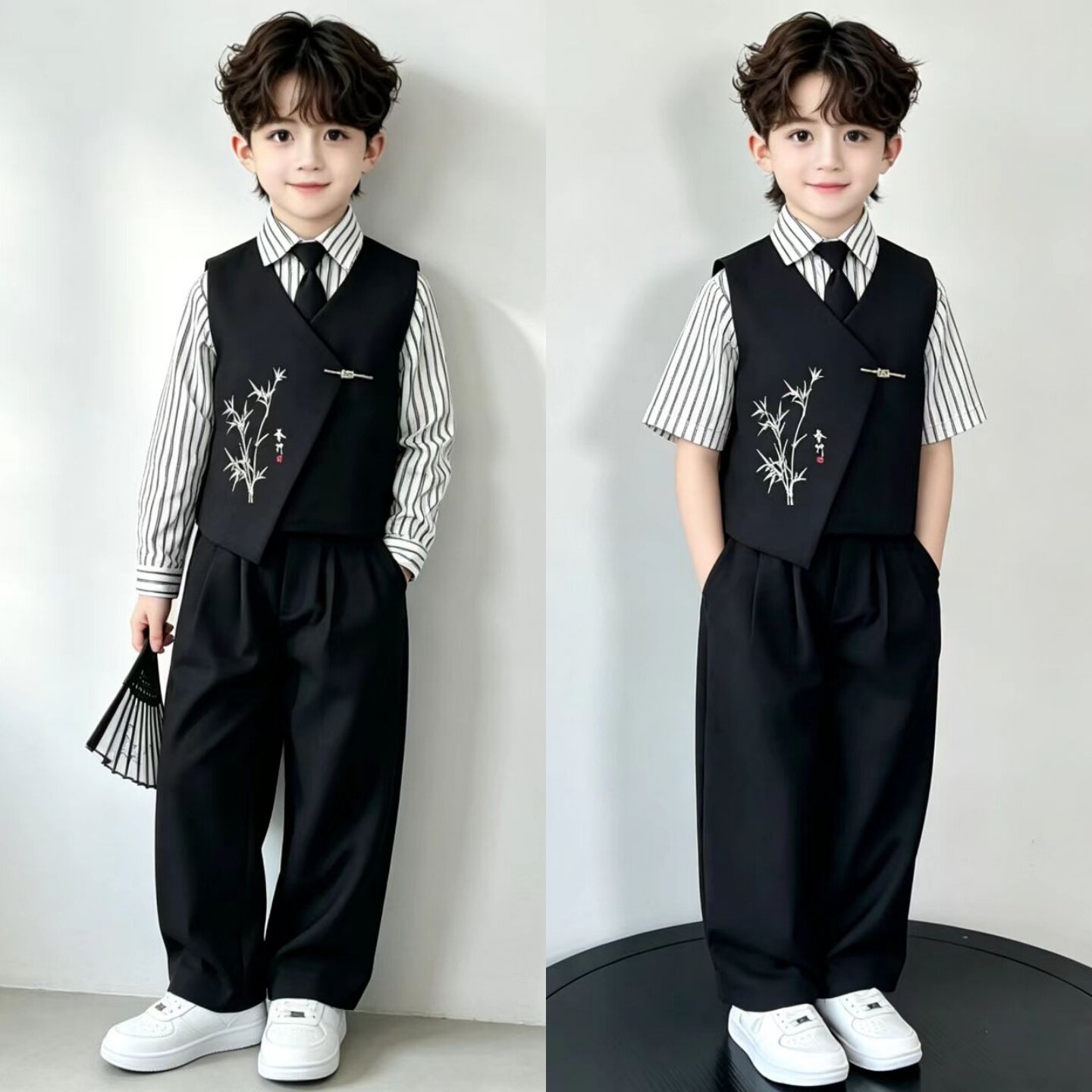 儿童男孩新中式小西装男孩十岁生日宴服装10花童婚礼服装中山装12