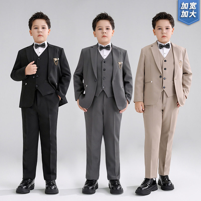 胖童西装套装2026新款男童加肥加大男孩主持人礼服大童西服青少年