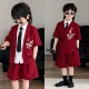夏季 红色生日礼服演出服男童中山装 儿童痞帅 西装 男宝小少爷套装