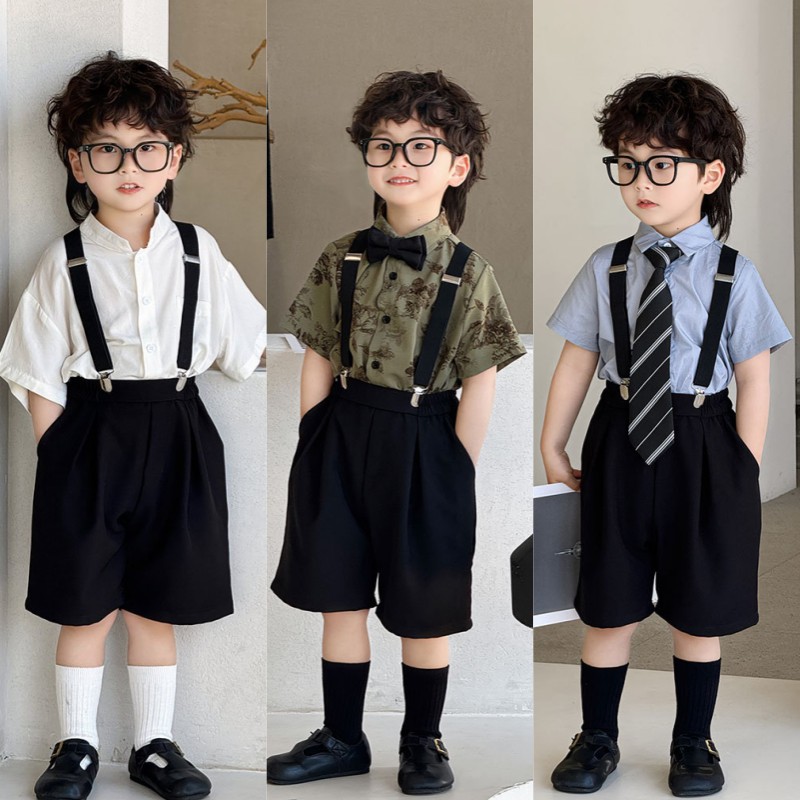 六一男童夏季男孩背带裤礼服儿童幼儿园毕业照服装小孩演出服夏季