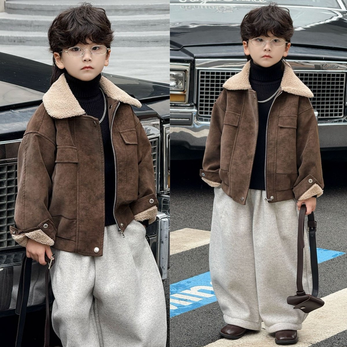 小童加绒麂皮绒外套2025新款冬男童韩范痞帅儿童冬装今年流行爆款
