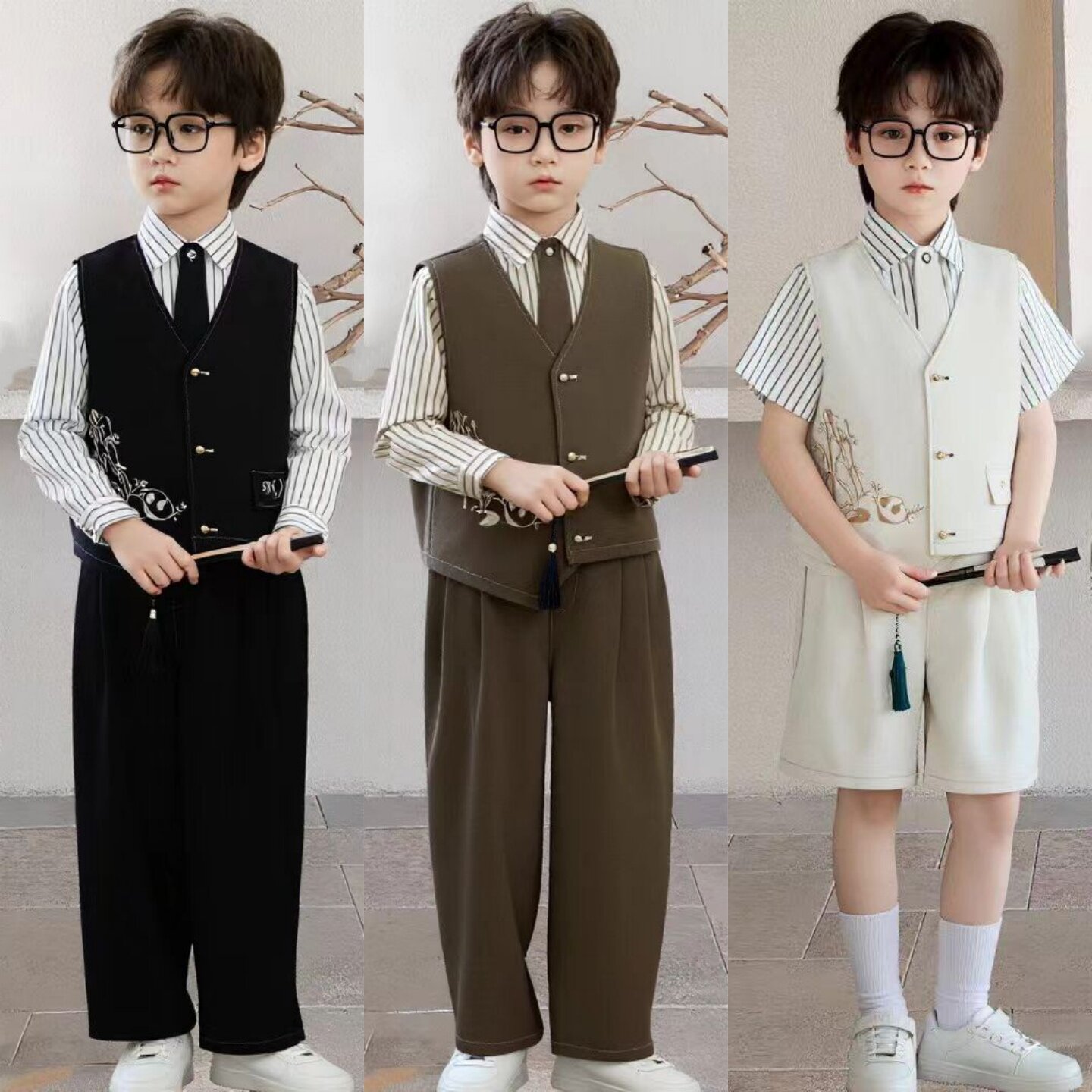儿童主持人礼服男式钢琴演出服男童中山装2026小少爷西装