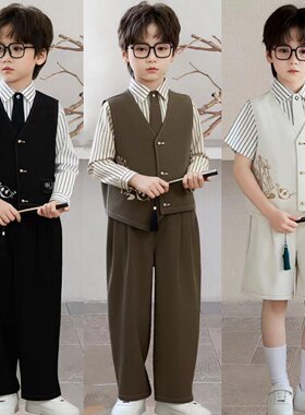 儿童主持人礼服男式钢琴演出服男童中山装2026小少爷西装