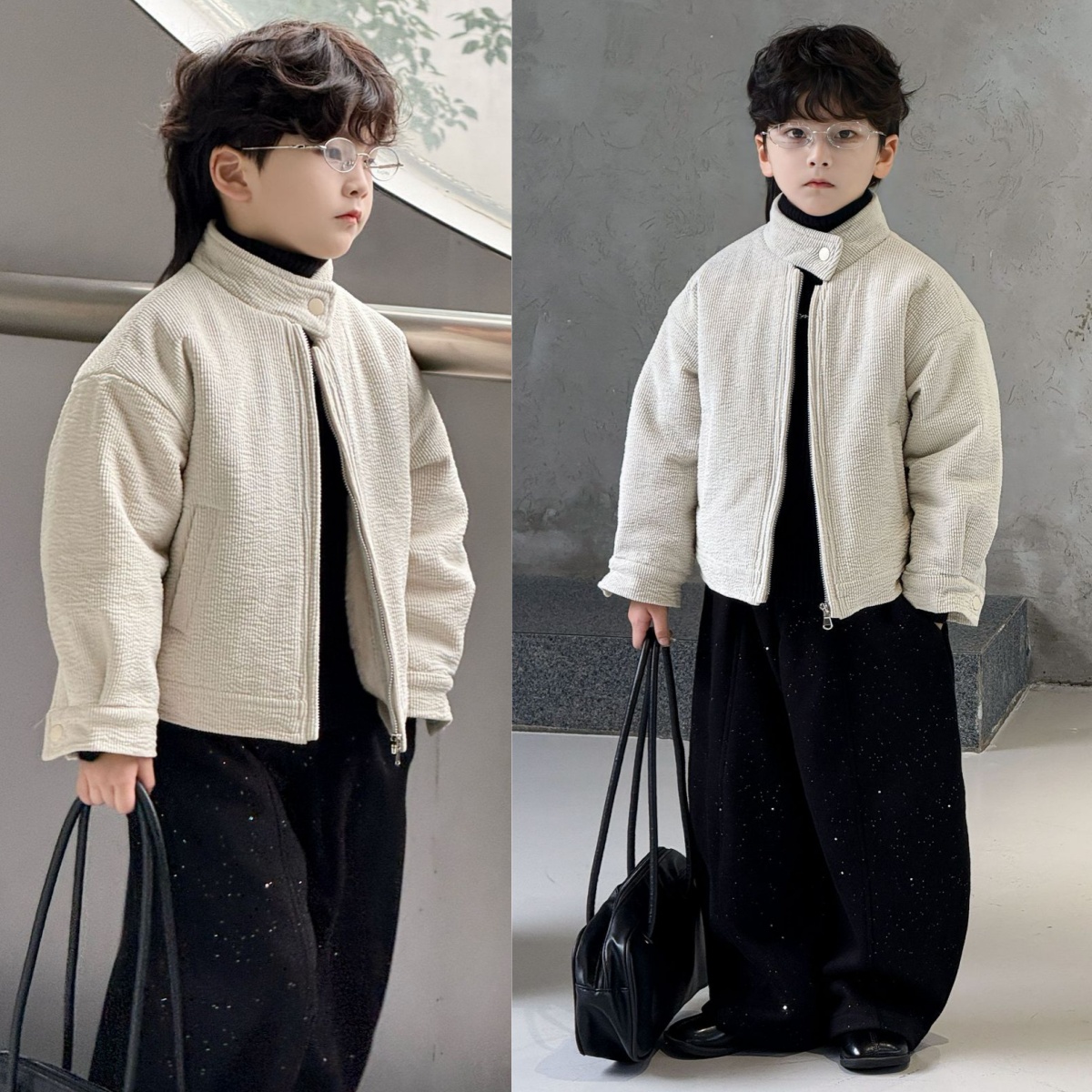 男童外套2025新款今年流行爆款加厚小童灯芯绒儿童白色棒球服冬装