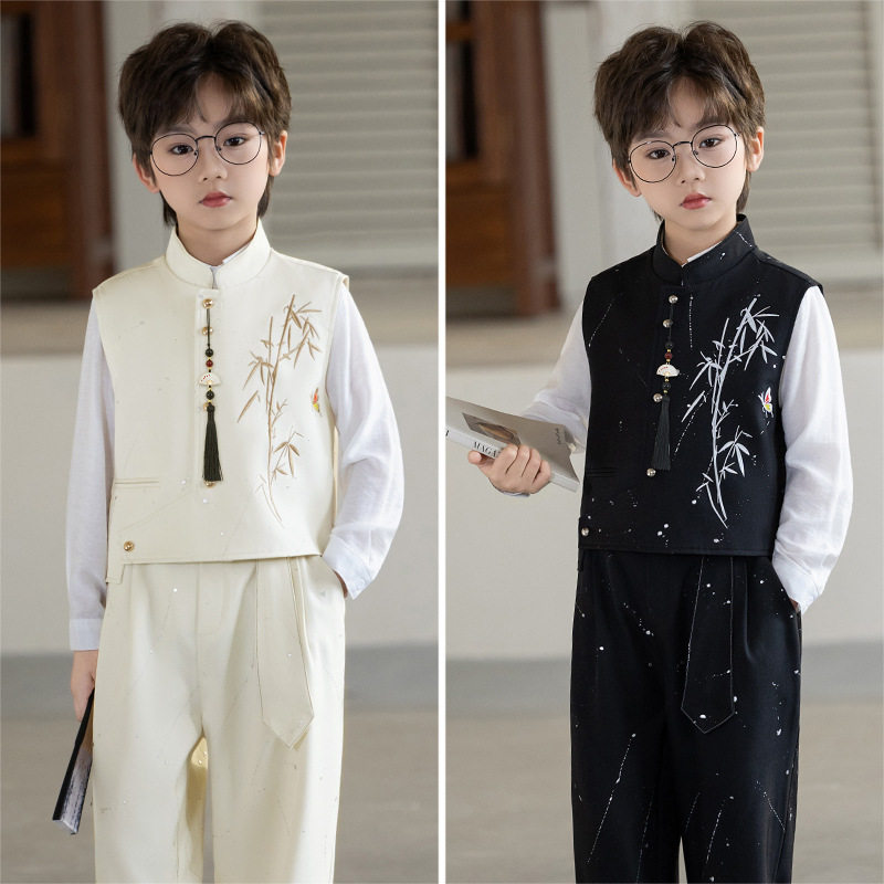 儿童汉服2026新款新中式国风马甲男童小少爷服男宝宝中式服装礼服