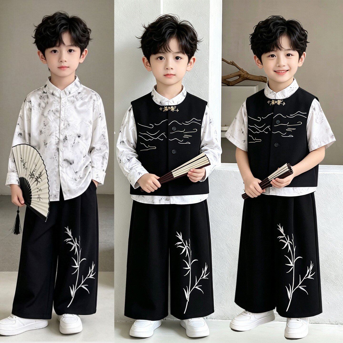 男童中式国风穿搭马甲套装儿童2026新款汉服幼儿园古风童装男宝宝
