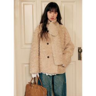 羊羔毛皮毛一体外套女毛茸茸软糯毛绒皮草冬季 BLUEerror 真羊毛