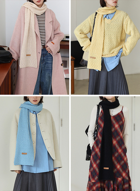 BLUEerror 云朵般软糯蓬松豆豆纱亲肤羊毛围巾女搭配加厚冬季保暖