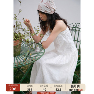 00新品 刺绣白色无袖 海边度假长裙春 吊带连衣裙女长款