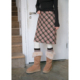 BLUEerror 羊毛高腰直筒格子毛呢半身裙女加厚显瘦五分裙冬季 裙子