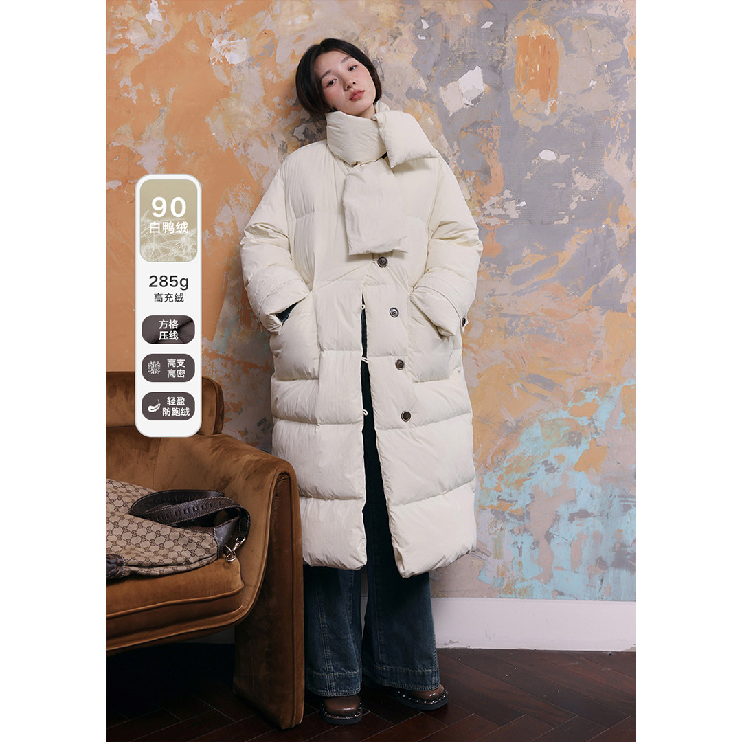 BLUEerror 宽松白色加厚长款羽绒服女过膝冬季超厚保暖中长外套,女装/女士精品,羽绒服,淘宝优惠券,粉丝福利购,淘宝优惠卷