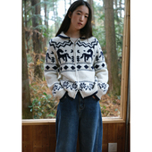 慵懒针织衫 女短款 秋冬 羊毛粗针小马提花拉链毛衣开衫 BLUEerror