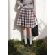 a字短裙 格子半身裙女蓬松伞裙大摆裙春季 BLUEerror 皱感肌理短款