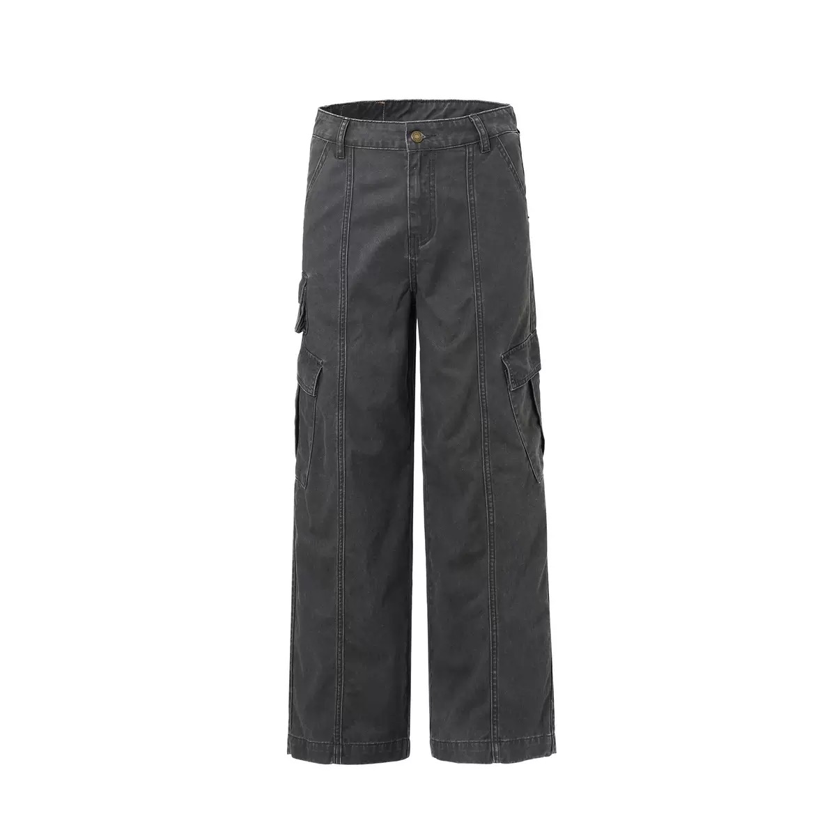 CLEAVOUE复古水洗做旧直筒工装裤