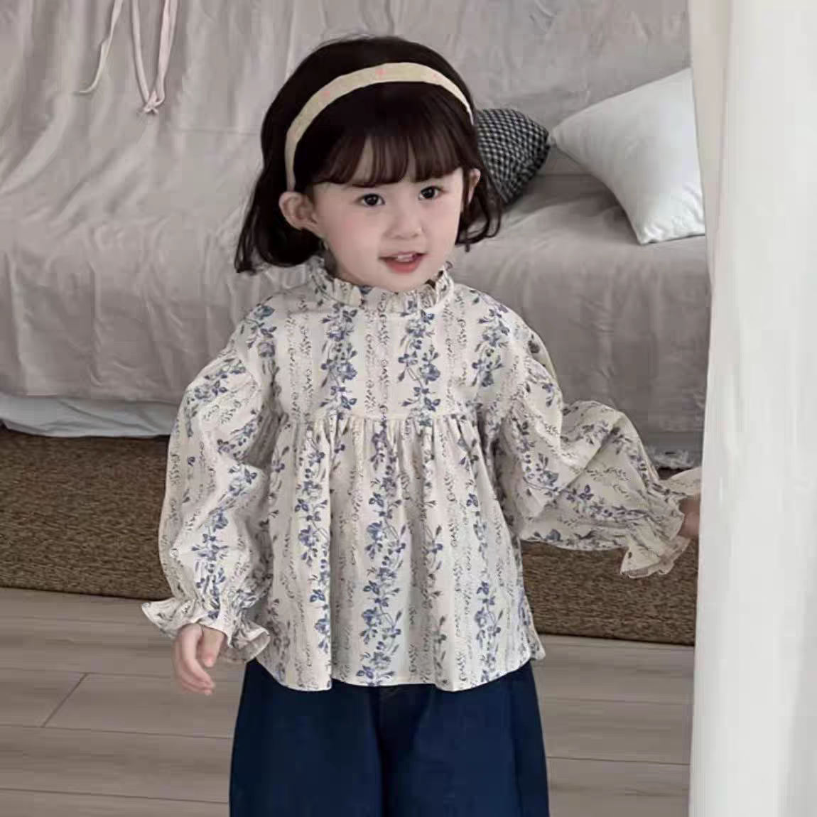 特价亏本清仓韩版女童碎花长袖衬衫上衣新款秋装儿童女宝宝娃娃衫