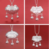 长命锁宝宝银项链999纯银儿童银锁小孩男女婴儿满月礼物银饰镯子