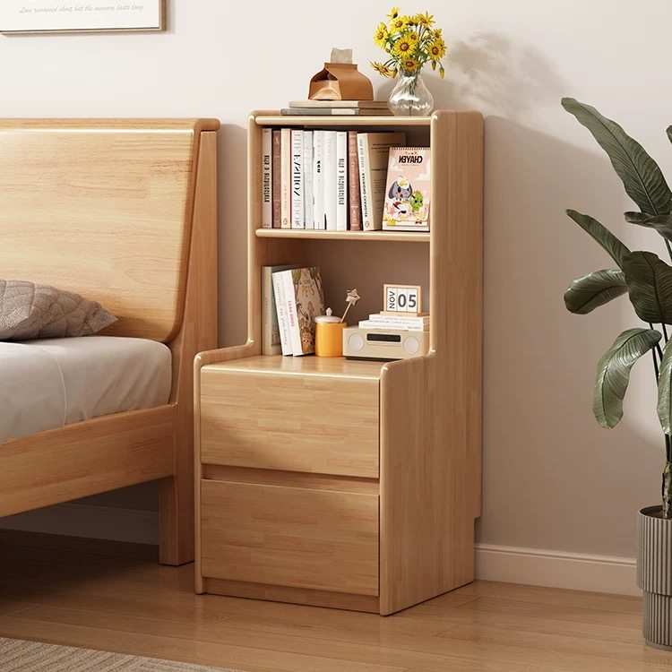 全实木床头柜置物架书架一体窄款夹缝床边柜卧室小柜子25超窄储物