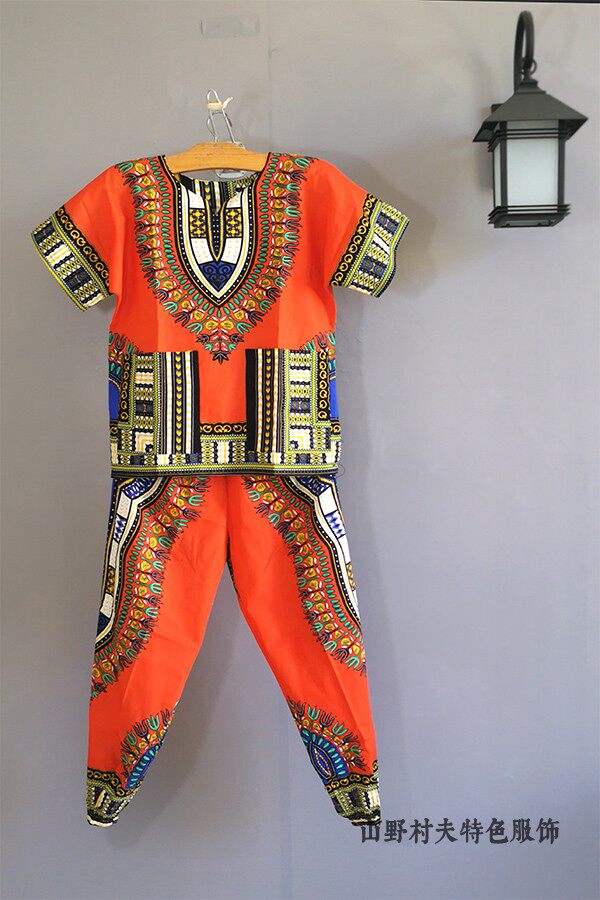 非洲鼓手鼓表演服装短袖直筒裤套装泰国风情衫舞台民族儿童演出服