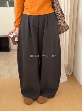 此外纯色气质阔腿裤女