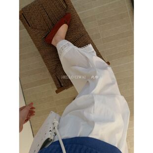 此外 小个子裤脚花边蕾丝灯笼裤女2026夏季新款阔腿九分裤韩版潮