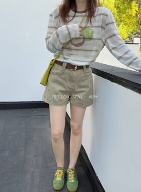 此外 蓝色弹力修身牛仔短裤女2026夏季新款超短热裤夏日辣妹裤子