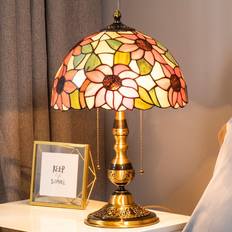 蒂凡尼欧式田园风格卧室床头灯客厅灯书房装饰灯美式led全铜台灯