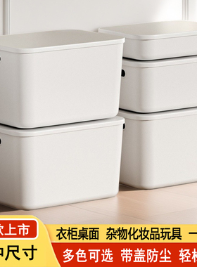 塑料收纳盒内衣零食杂物收纳箱衣柜衣物储物筐家用带盖长方形盒子