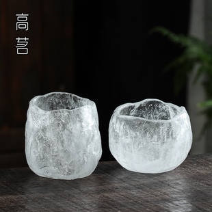 冰冻烧琉璃杯李子柒茶杯女个人专用品茗杯玻璃功夫茶具主人杯单杯