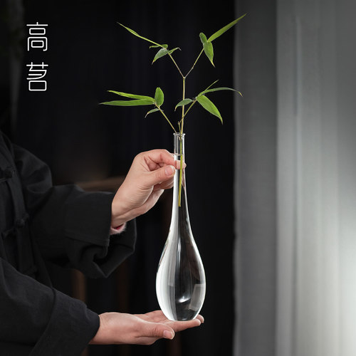 日式玻璃花瓶透明禅意水晶花器水养摆件插花水培玉净瓶甘露观音瓶 - 封面