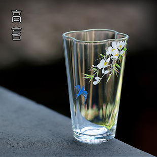 玻璃主人杯喝茶杯女士个人专用手绘绿茶杯高级感水晶功夫茶杯单杯