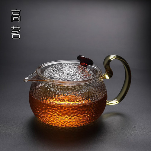 锤纹玻璃小茶壶一人用办公室茶具