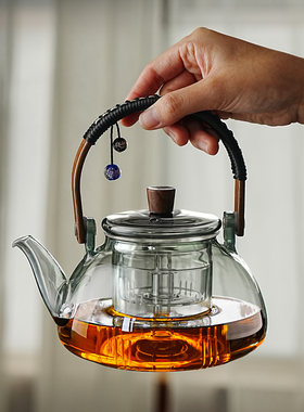 耐高温玻璃蒸煮茶壶日式茶炉提梁