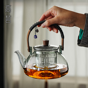 耐高温玻璃蒸煮茶壶日式茶炉提梁壶加厚家用电陶炉专用烧水壶明火