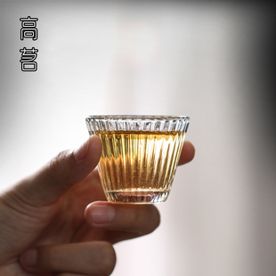 玻璃小茶杯功夫茶品茗杯单个创意客人杯普洱茶品茶杯斗笠杯喝茶碗