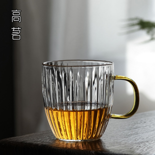 透明玻璃杯带把家用北欧泡茶水杯耐热喝水杯子大容量咖啡杯早餐杯