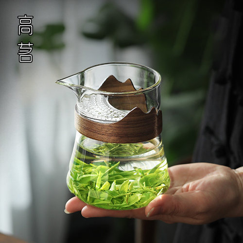 月牙茶滤网一体公道杯玻璃耐高温