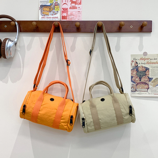 日系工装单肩手提包时尚帆布包儿童宝宝斜跨配饰包潮流圆通旅行包