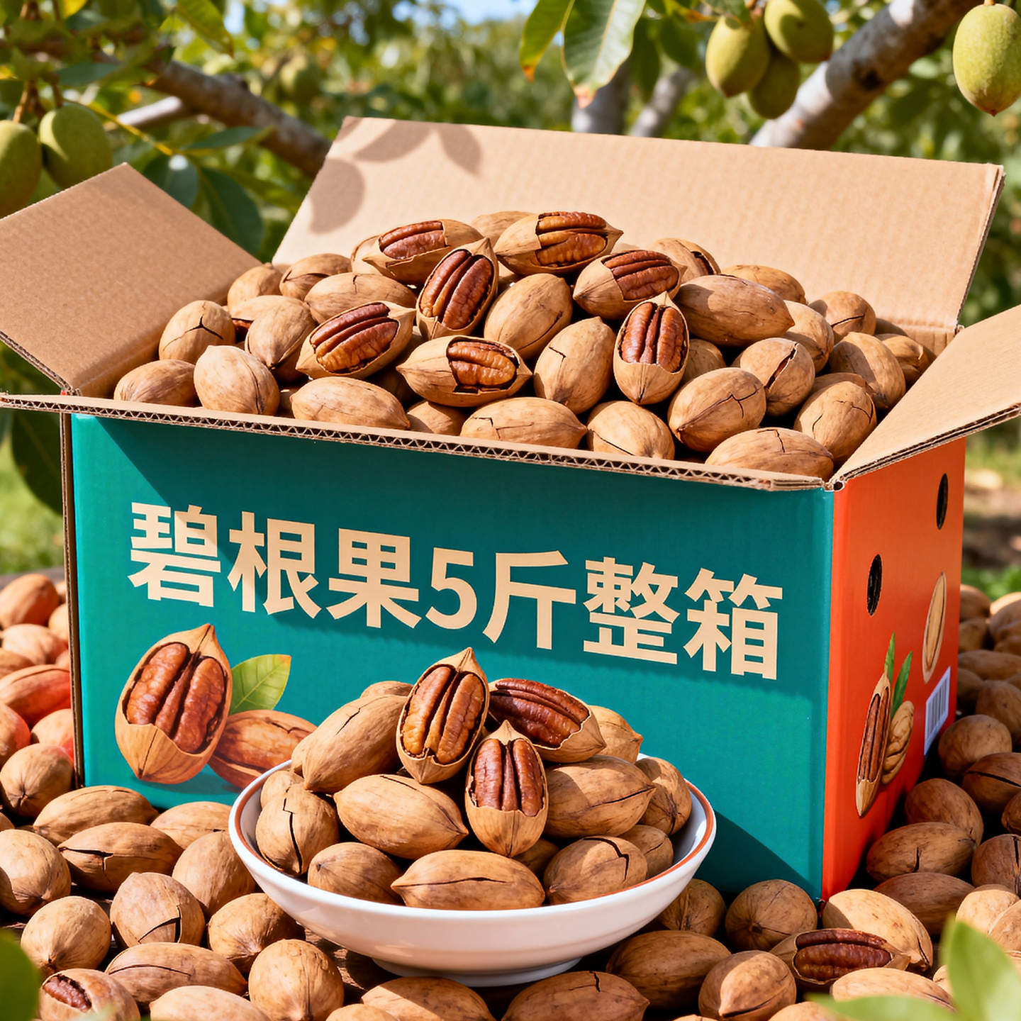 2025年新货碧根果官方旗舰店正品长寿果整箱5斤装批发奶油味坚果