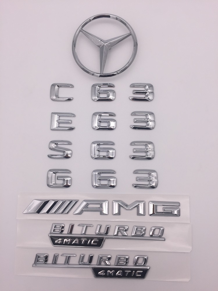 全新BENZ奔驰车标C63 E63 S63 G63 AMG 后尾标侧标BITURBO 4MATIC