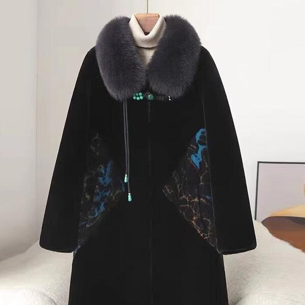 大码女装中式国风皮草2024加肥加大狐狸皮毛一体中年妈妈海宁外套