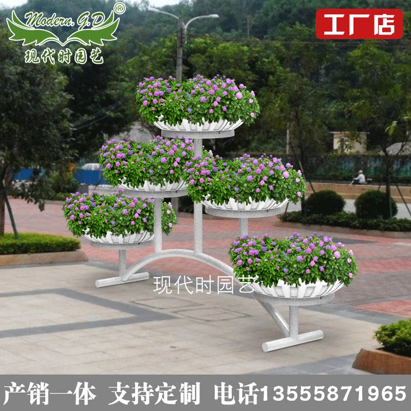 彩虹桥拱形铁艺景观花架小型花器道路绿化立体花坛园艺骨架造型