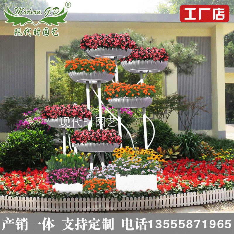 景观花架大型立体绿化垂直园林绿植花坛 铁艺园艺骨架造型景观盆