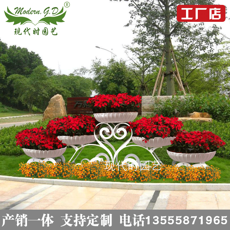 祥云长方形龙纹景观立体花架造型云朵道路隔离花箱种植带垂直花坛