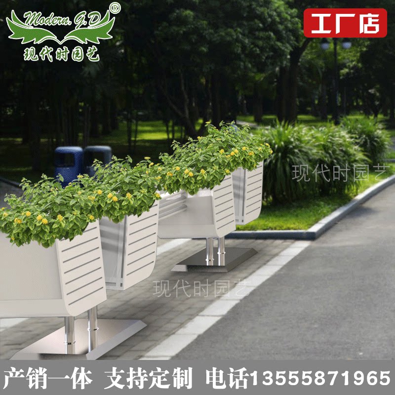 U形对称景观道路种植箱 街道隔离花池 河道花坛艺术组合PVC花箱