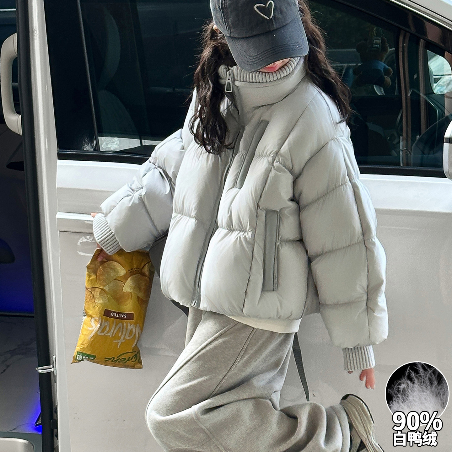 90绒儿童高充绒量女童羽绒服加厚2026新款冬装洋气大童女孩羽绒服