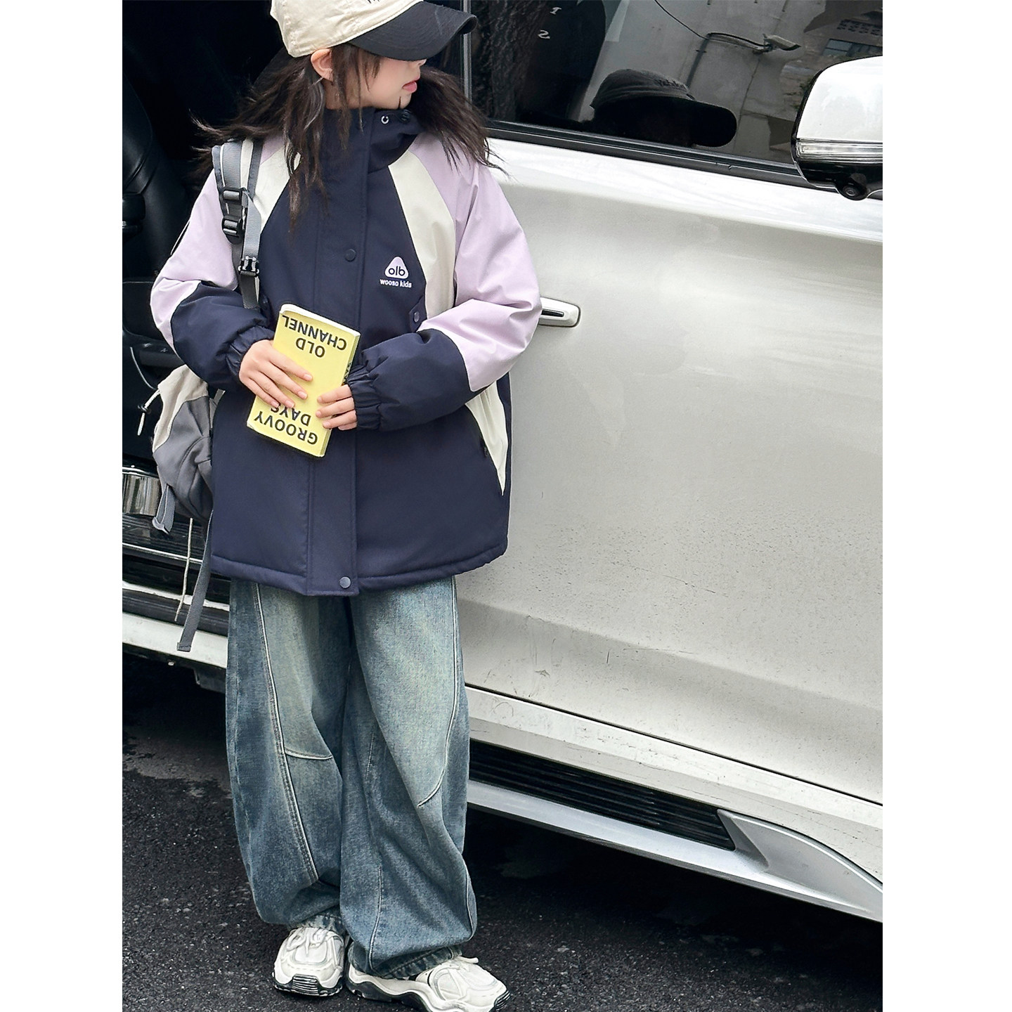 女童夹棉外套儿童冲锋衣秋冬