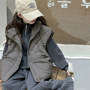 女童马甲冬季外穿2025新款秋冬洋气儿童加厚羽绒棉马甲女孩套装冬